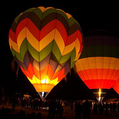 hot air balloons at night